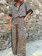 Delfina – Letni komplet z kolorowym nadrukiem w panterkę