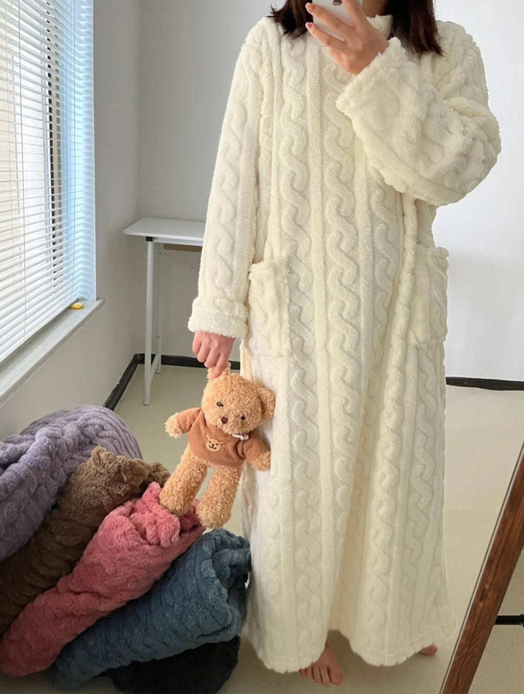 Cozy - Zimowy komplet domowy z koralowego aksamitu